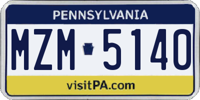 PA license plate MZM5140