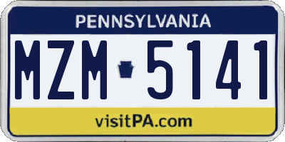 PA license plate MZM5141
