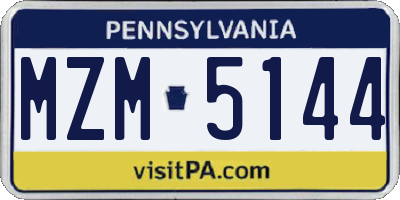 PA license plate MZM5144