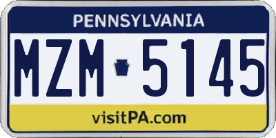 PA license plate MZM5145
