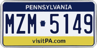 PA license plate MZM5149