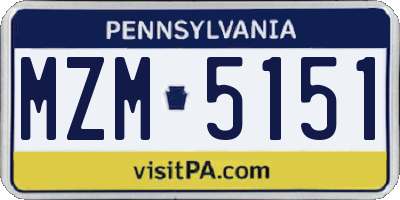 PA license plate MZM5151