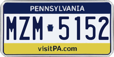 PA license plate MZM5152