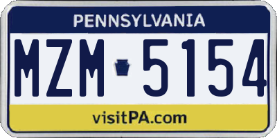 PA license plate MZM5154