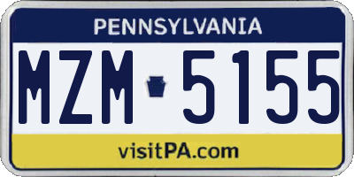 PA license plate MZM5155