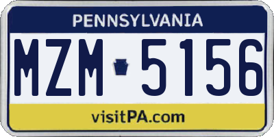 PA license plate MZM5156