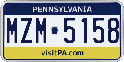 PA license plate MZM5158