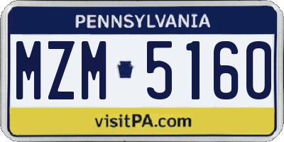 PA license plate MZM5160