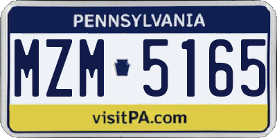 PA license plate MZM5165