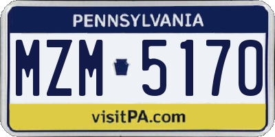 PA license plate MZM5170