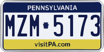 PA license plate MZM5173