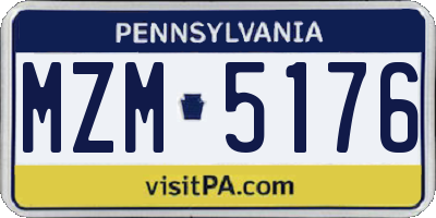 PA license plate MZM5176