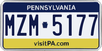 PA license plate MZM5177