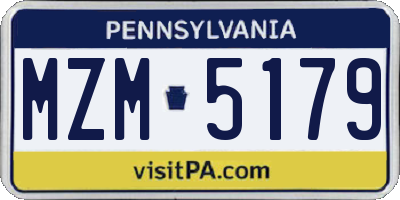 PA license plate MZM5179