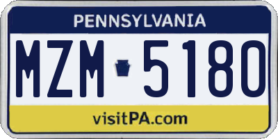 PA license plate MZM5180