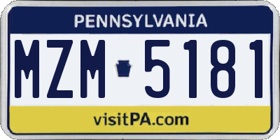 PA license plate MZM5181