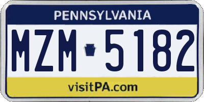 PA license plate MZM5182