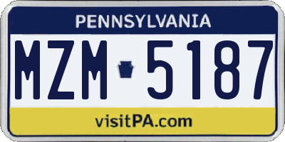 PA license plate MZM5187