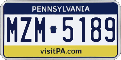 PA license plate MZM5189