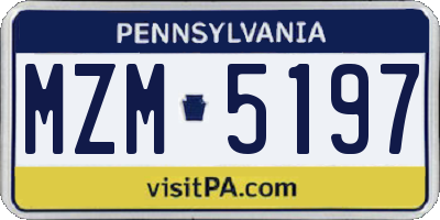 PA license plate MZM5197