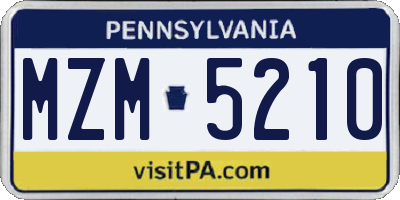 PA license plate MZM5210