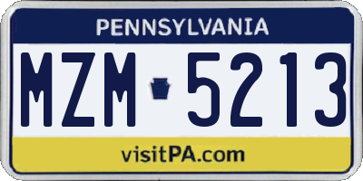 PA license plate MZM5213