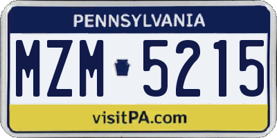 PA license plate MZM5215