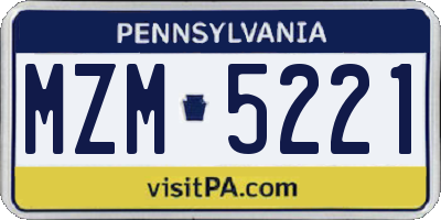 PA license plate MZM5221
