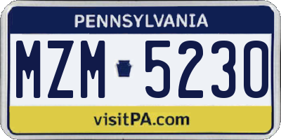 PA license plate MZM5230