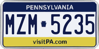 PA license plate MZM5235