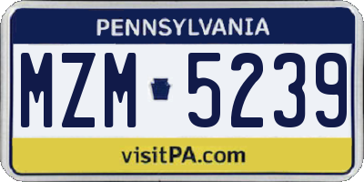 PA license plate MZM5239