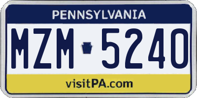 PA license plate MZM5240