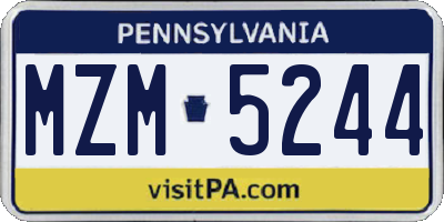 PA license plate MZM5244