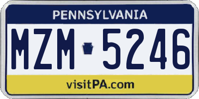 PA license plate MZM5246