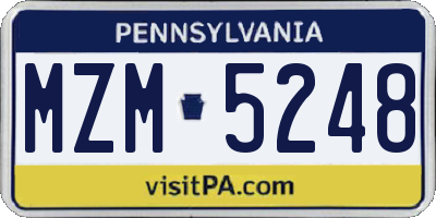 PA license plate MZM5248