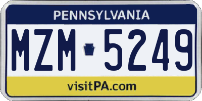 PA license plate MZM5249
