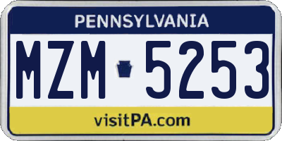 PA license plate MZM5253