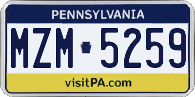 PA license plate MZM5259