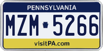 PA license plate MZM5266