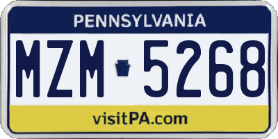 PA license plate MZM5268
