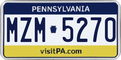 PA license plate MZM5270