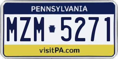 PA license plate MZM5271
