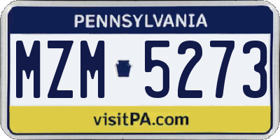 PA license plate MZM5273
