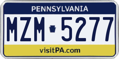 PA license plate MZM5277