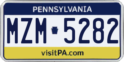 PA license plate MZM5282