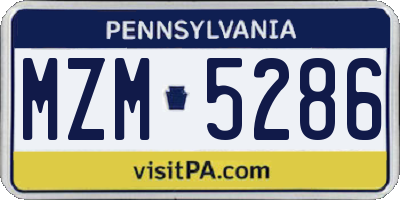 PA license plate MZM5286