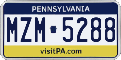 PA license plate MZM5288