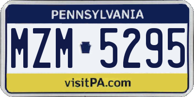 PA license plate MZM5295