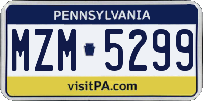 PA license plate MZM5299
