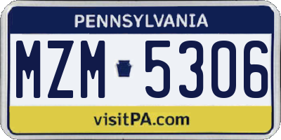 PA license plate MZM5306